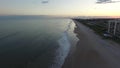 Drone Aerial Video just before Sunrise of the Sky, Ocean, Waves and Beach along North Carolina Coast