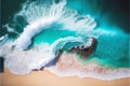 Beautiful tropical sea ocean water waves breaking on sandy beach Royalty Free Stock Photo