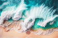 Beautiful tropical sea ocean water waves breaking on sandy beach