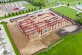 Drone / Aerial View of a Warehouse Being Built Royalty Free Stock Photo