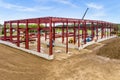 Drone / Aerial View of a Warehouse Being Built Royalty Free Stock Photo