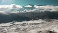 Drone aerial view at Altai Aktru mountains