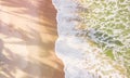 Drone aerial view beach waves at sunset Royalty Free Stock Photo