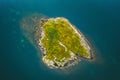 Drone aerial view of blue Norway fjord water