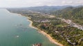 Drone aerial view of community and many reosrt at Khao Lak Royalty Free Stock Photo