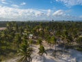 Drone aerial view deserted beach with coconut trees. IlhÃÂ©us Bahia Brazil Royalty Free Stock Photo