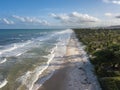 Drone aerial view deserted beach with coconut trees. IlhÃÂ©us Bahia Brazil Royalty Free Stock Photo