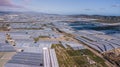 Drone aerial view of the greenhouses in the region of Andalusia spain