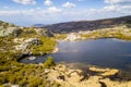 Drone aerial view of landscape in Covao dos Conchos in Serra da Estrela, Portugal