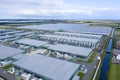 Drone aerial view of new Microsoft datacenters