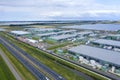 Drone aerial view of new Microsoft datacenters