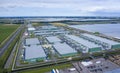 Drone aerial view of new Microsoft datacenters