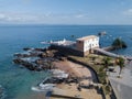 Drone aerial view of Porto da Barra beach in Savaldor Bahia Brazil Royalty Free Stock Photo