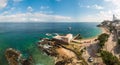 Drone aerial view of Porto da Barra beach in Savaldor Bahia Brazil Royalty Free Stock Photo