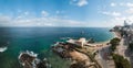 Drone aerial view of Porto da Barra beach in Savaldor Bahia Brazil Royalty Free Stock Photo