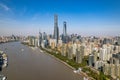 Aerial view of Shanghai skyline and modern buildings with the Huangpu River, China. Royalty Free Stock Photo