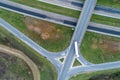 drone aerial view of a truck approaching a highway