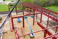 Drone / Aerial View of a Warehouse Being Built