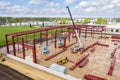 Drone / Aerial View of a Warehouse Being Built Royalty Free Stock Photo