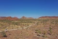 Drone aerial view of 4WD Vehicle driving in Australia outback