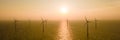 Windmill turbines at sea a huge winmill park in the Netherlands during winter Royalty Free Stock Photo