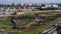 Drone aerial view of Zilart park in Moscow