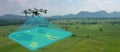 Drone for agriculture, drone use for various fields like research analysis, safety,rescue, terrain scanning technology, monitoring Royalty Free Stock Photo