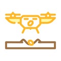 drone agriculture planting color icon vector illustration