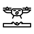 drone agriculture planting line icon vector illustration