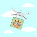 Drone. Air delivery pizza