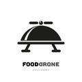 Drone aircraft for food delivery, logo design template on a white background. Isol Drone object. Vector Royalty Free Stock Photo