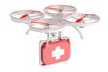 Drone ambulance, First Aid concept. 3D rendering