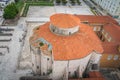 Drone view on St. Donata, circular church, Zadar Royalty Free Stock Photo