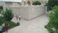 Drone cam takes off from the square outside the main sight of memorial complex of Bahouddin Naqshband near Bukhara