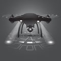 Drone with camera. Drone logo vector design, icon, black and wh Royalty Free Stock Photo