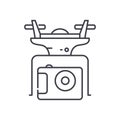 Drone with camera icon, linear isolated illustration, thin line vector, web design sign, outline concept symbol with Royalty Free Stock Photo