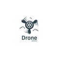 Drone Camera logo with lens icon and plane propeller logo for aerial videography and photography studio agency