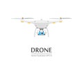 Drone with a camera taking photography or video recording. Vector Icon on isolated background.