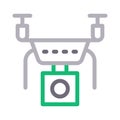 Drone camera vector color line icon