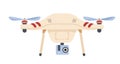 Drone with camera and wings propellers, vector