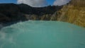 A drone capture of an early morning over the Kelimutu Lakes on Flores, Indonesia. The volcanic lakes are located in Royalty Free Stock Photo