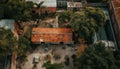 Drone captures bustling city life, old architecture and indigenous culture generated by AI