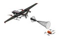 Drone capturing smaller drone with net Royalty Free Stock Photo