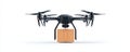 Drone with Cargo Delivery System Ready for Flight Over White Background for Commercial Use Royalty Free Stock Photo