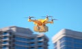 Drone carrying a parcell Royalty Free Stock Photo