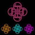drone color neon set. Simple thin line, outline vector of drones icons for ui and ux, website or mobile application Royalty Free Stock Photo
