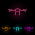 drone color neon set. Simple thin line, outline vector of drones icons for ui and ux, website or mobile application Royalty Free Stock Photo