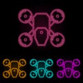 drone color neon set. Simple thin line, outline vector of drones icons for ui and ux, website or mobile application Royalty Free Stock Photo