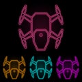 drone color neon set. Simple thin line, outline vector of drones icons for ui and ux, website or mobile application Royalty Free Stock Photo