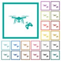 Drone controlling flat color icons with quadrant frames Royalty Free Stock Photo
